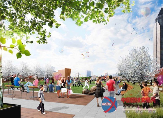 MRA设计的德国法兰克福绿顶Skyline广场花园