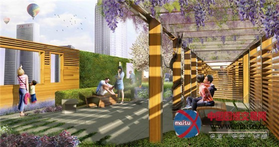 MRA设计的德国法兰克福绿顶Skyline广场花园